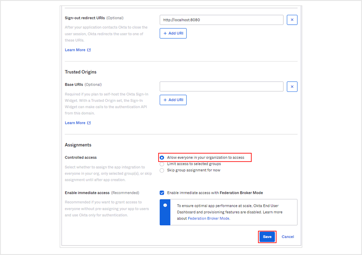 Assignmentsで任意のアサイン方法を選択し、[Save]をクリック