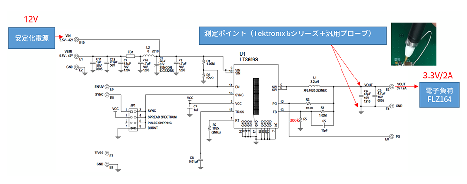 図1: LT8609S評価ボード回路図