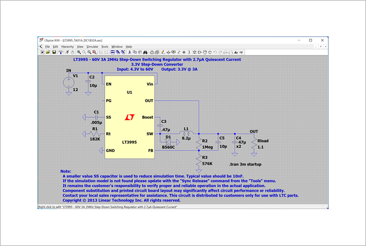画像 LT3995のLTspiceのサンプル回路のモデル