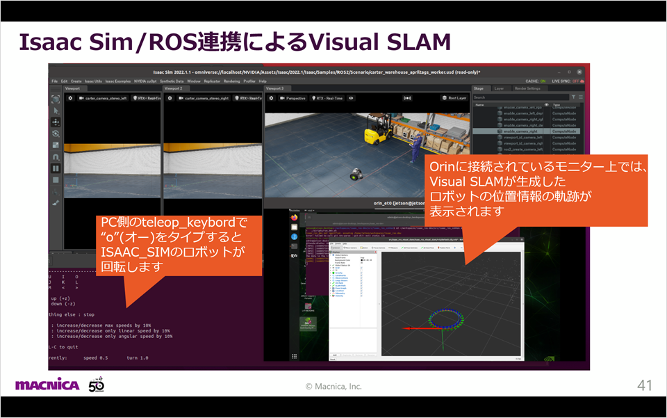 Visual SLAM by Isaac Sim/ROS linkage