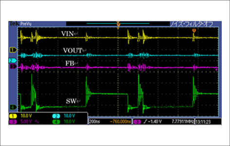 観測波形 ①VIN電圧 ②VOUT電圧 ③FBピン電圧 ④SWピン電圧
