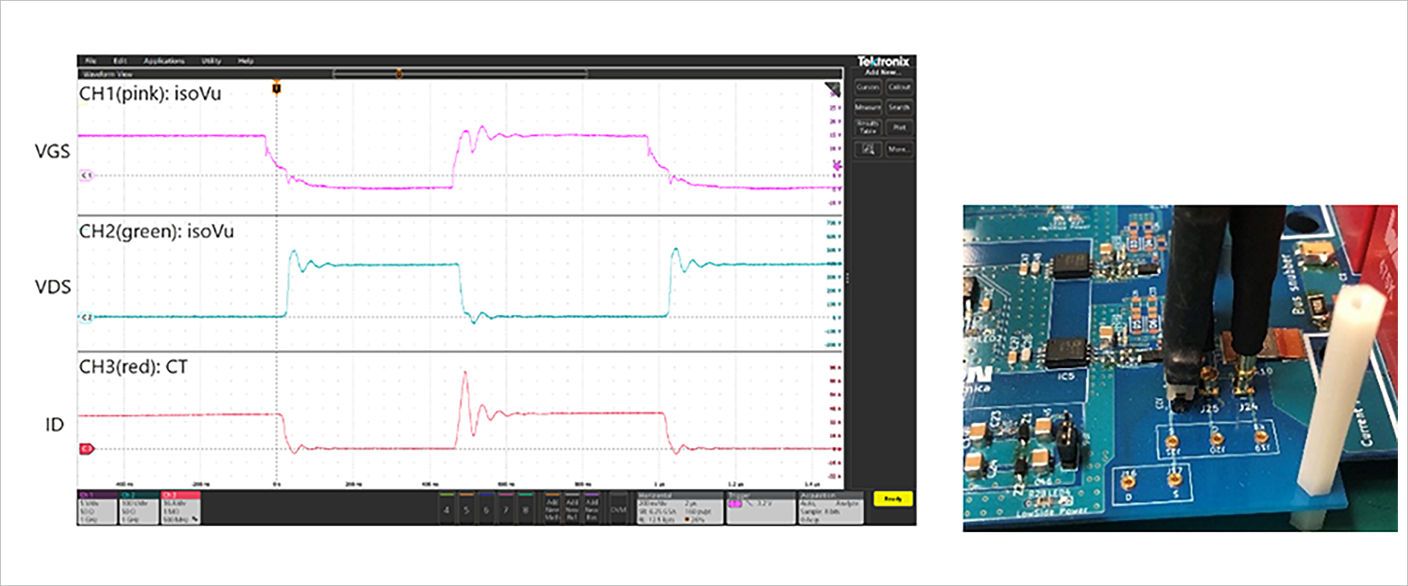 図3：光アイソレーションプローブでVDS、VGSを測定