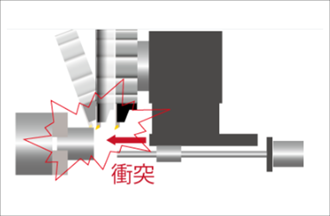 機械の衝突を回避する衝撃センサーの代用