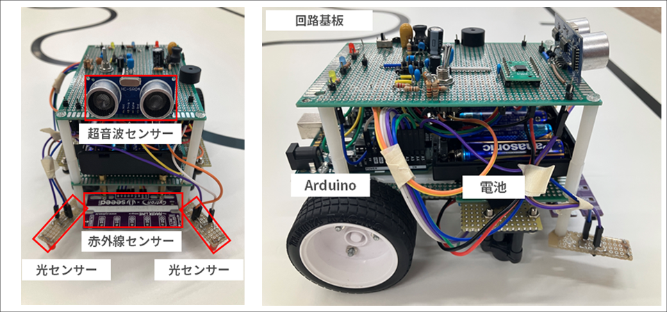 図1:作製したライントレースカー