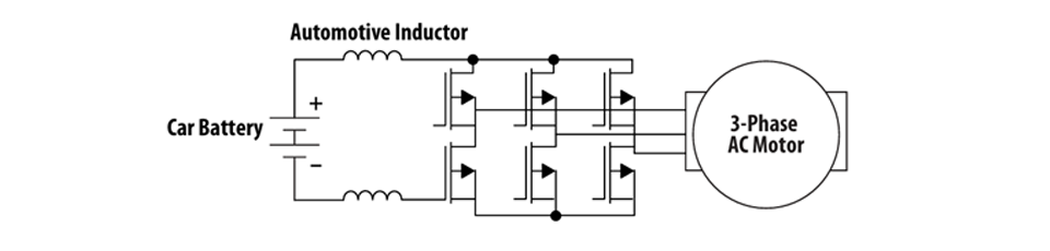図4：電動モーターコントローラーのフィルターとして使用されるインダクター