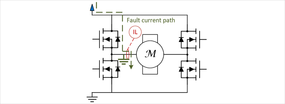 図12：インライン電流検出を使用した故障電流経路