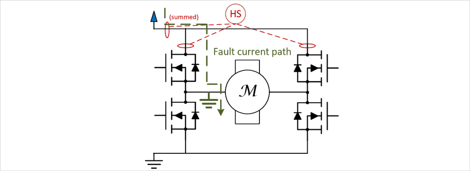 図8：ハイサイド電流検出を使用した故障電流経路