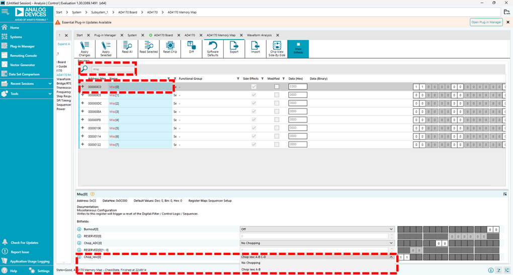 AD4170-4評価ボードを使用したAC Excitationによるロードセル測定のACE設定