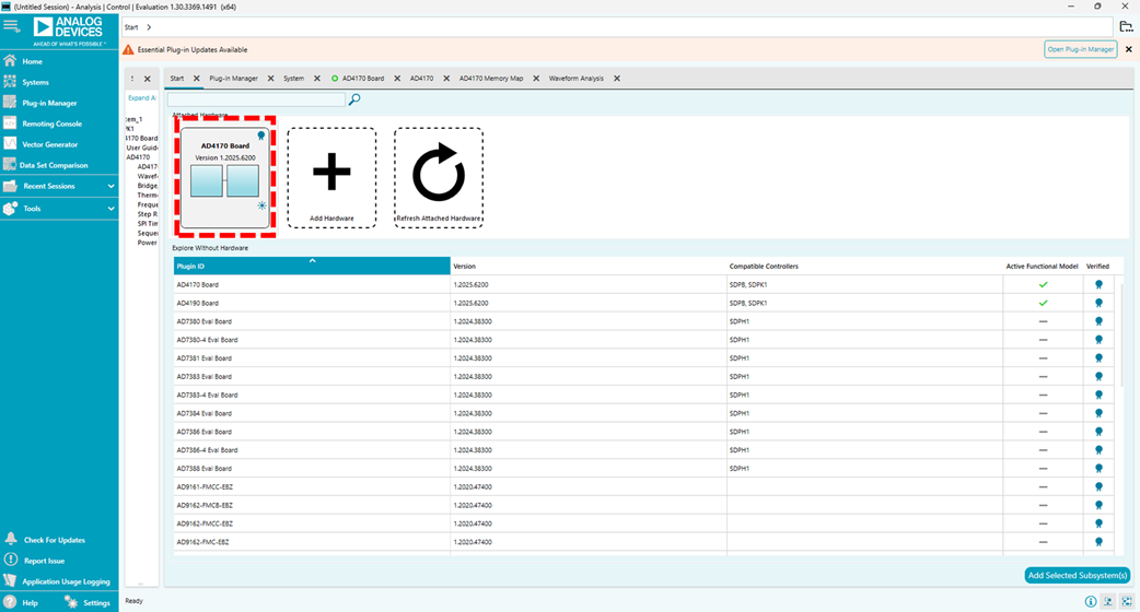 AD4170-4を使用した ACEの設定画面①（DC Excitation）