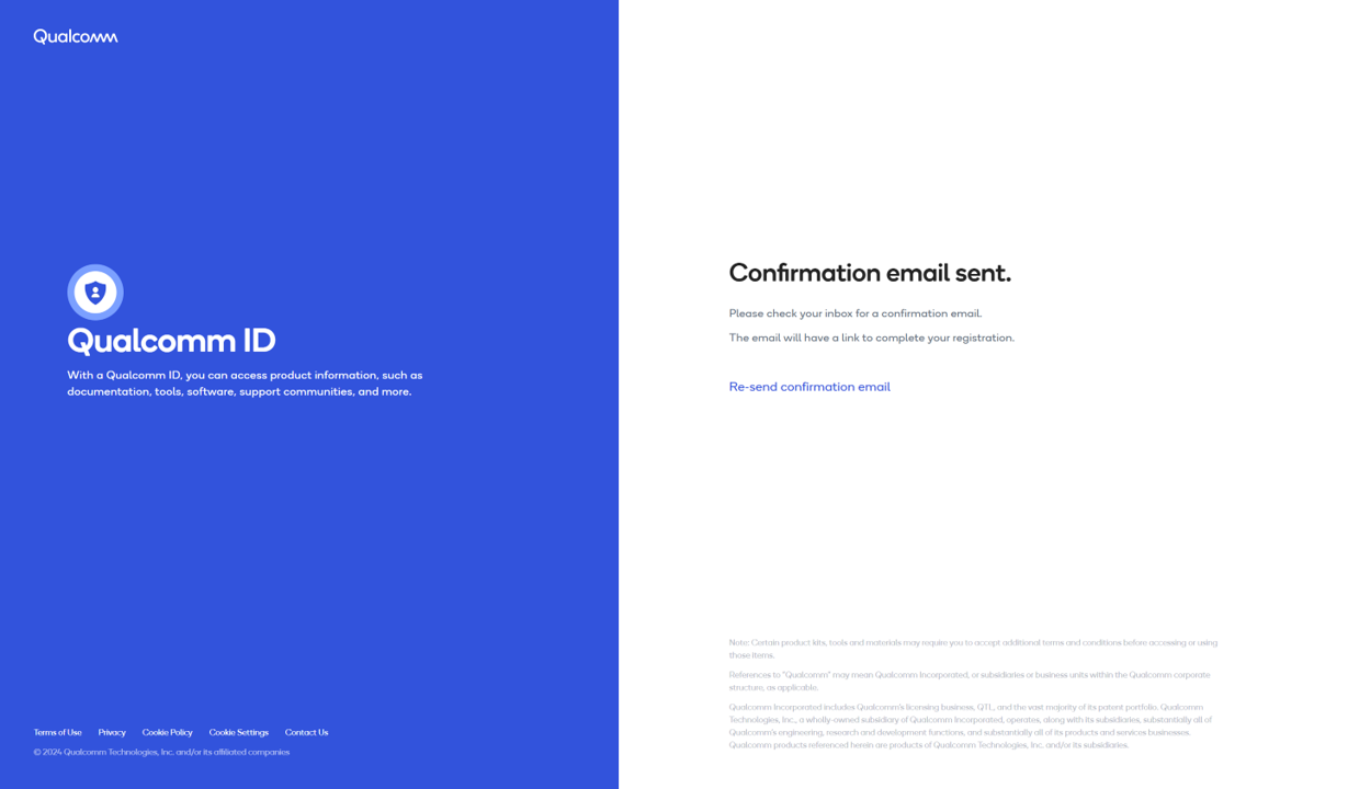 Confirmation email sentページ