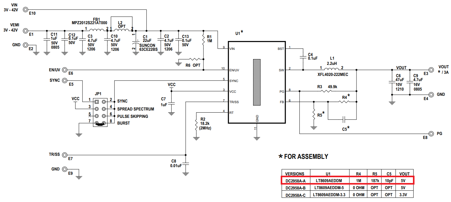 LT8609A評価ボードDC2958Aの回路図