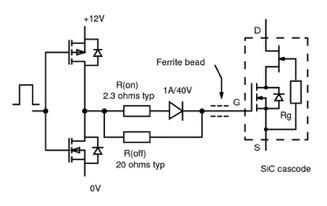 典型的なSiC-カスコードゲート駆動回路