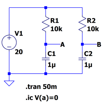 図1：初期条件（.ic）コマンド確認回路