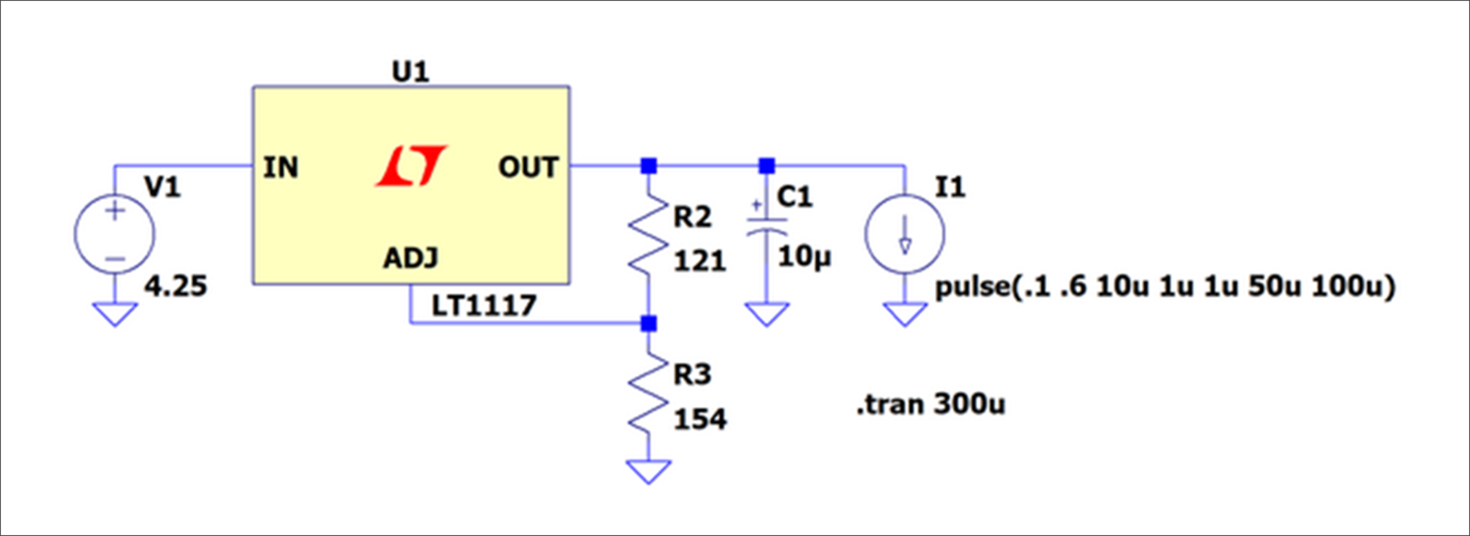 LTspice_バッチファイルで複数のシミュレーションを自動実行_LT1117の回路図