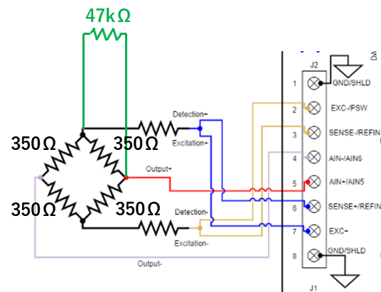 ロードセルに外付け抵抗を設置
