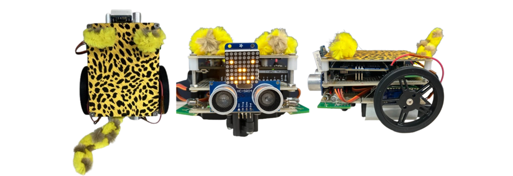 製作実習で作成したチーター型のマイクロマウス