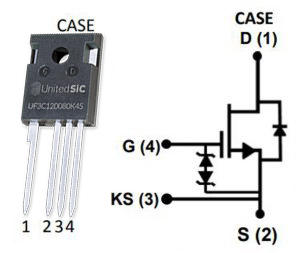 この TO-247 パッケージの 4 番目のリード線は、ソースへのケルビン接続を提供です