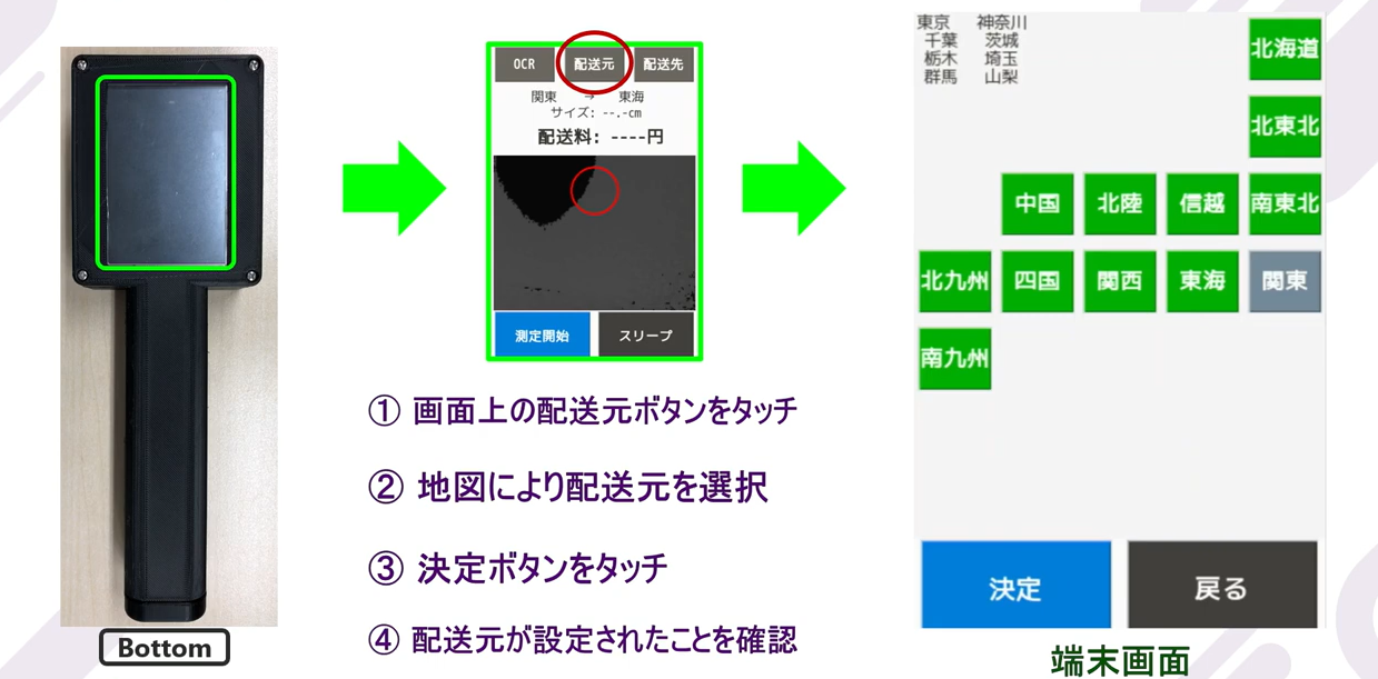 Shipping origin settings (LCD monitor touch panel)