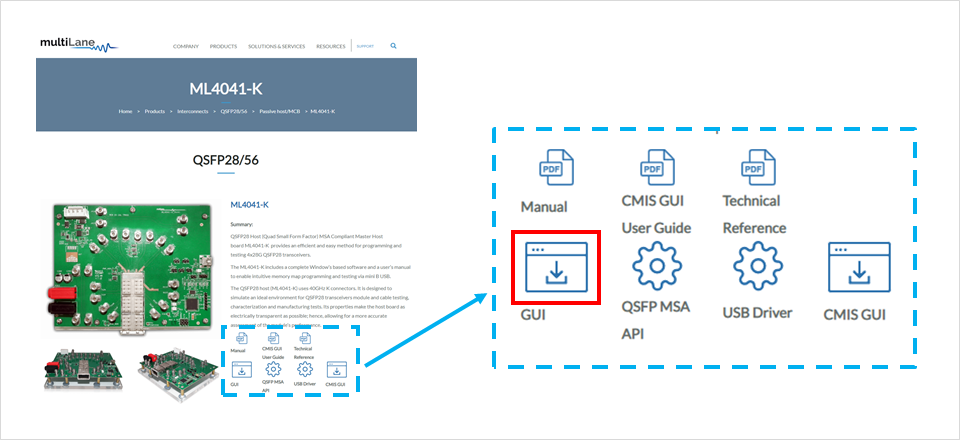 GUI download procedure