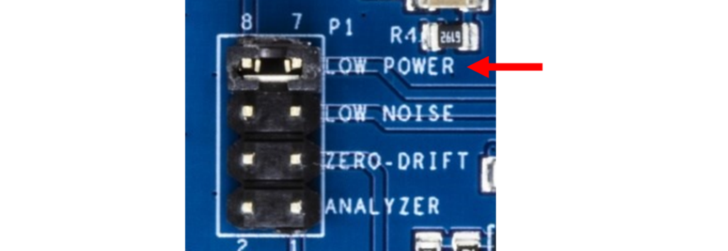 ジャンパーを「LOW POWER」に設定して低消費電力オペアンプLT1782を評価
