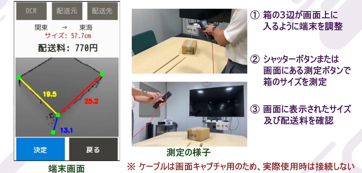 ToFセンサーによる荷物サイズ測定