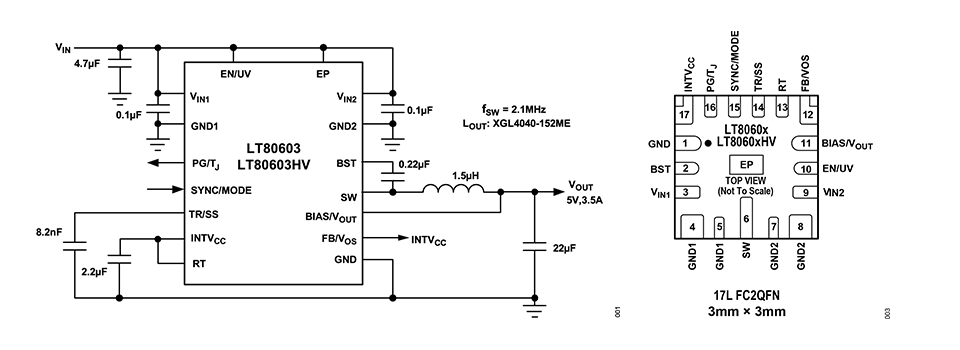 LT80602 / LT80603 Block Diagram, Pinout Diagram