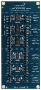 Si8600AD, Si8605AD, Si8663BD, Si8663EC, Si8655BA, Si8621BCが実装された評価ボード